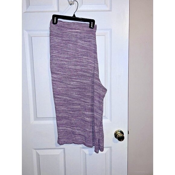LOGO LOUNGE Womens Heather Purple Wide Leg Pull On Capri Pants Sz 1X - Picture 2 of 10